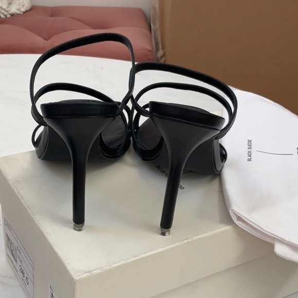 Black suede studio Cindy Sandal heels size: 8.5 - Picture 7 of 12